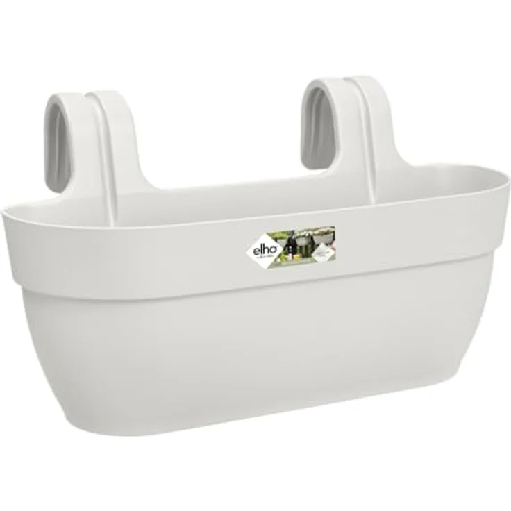 elho Vibia Campana Easy Hanger L 46, Übertopf für Balkon & Außen, Ø 46.0 x H 26.5 cm, Weiß/Seidenweiß, frostbeständig, aus 100% recyceltem Plastik, ohne Werkzeug befestigbar – Bild 1