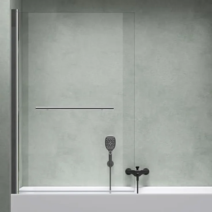 Mai & Mai Duschwand für Badewanne C1121, faltbar 180° aus 6mm ESG-Sicherheitsglas mit NANO-Beschichtung, Klarglas, 90x140cm – Bild 2