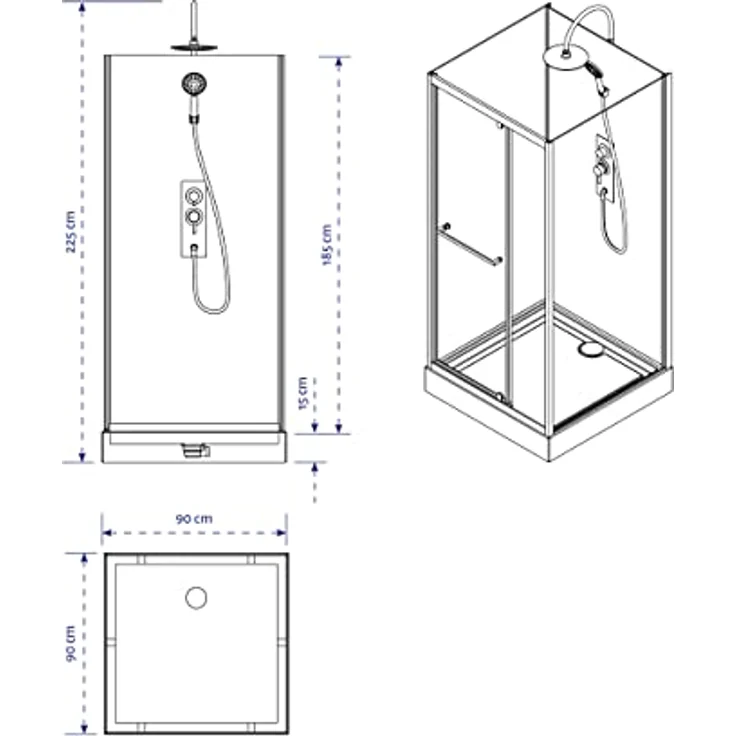 Marwell Komplettdusche Square, BxT: 90x90 cm, Einscheibensicherheitsglas, inkl. Armaturen - Preisvergleich – Bild 4