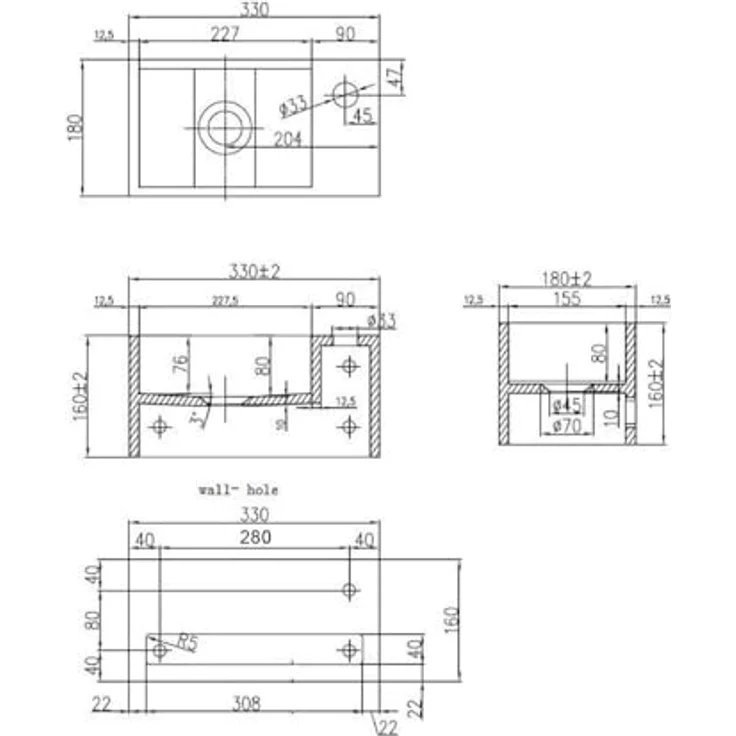 Solid Surface Waschbecken + Handtuchhalterung Hahnloch Rechts 36x20x16cm – Bild 5