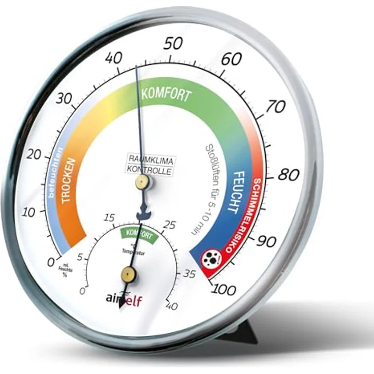 Airself Thermohygrometer - analog für innen und außen Raumthermometer und Feuchtigkeitsmesser in 1 – Bild 2