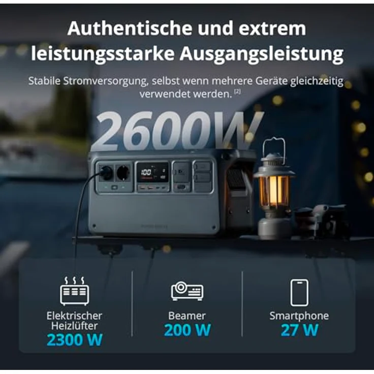 DJI Power 1000 V2 Tragbare Powerstation, 1024Wh, 2600W Solar Generator, LiFePO4 Akku, Schnellladung in 37 Min, Elektrischer Generator für Camping und Zuhause – Bild 3