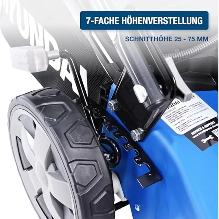 HYUNDAI Benzin-Rasenmäher LM4622G, Mulcher mit Radantrieb, 4-Takt-Motor, 46 cm Schnittbreite, 3.9 PS, 65 l Fangkorb – Bild 6