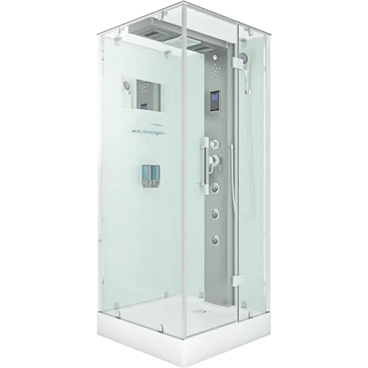 SeniorBad GmbH Dampfdusche Duschtempel Sauna Dusche Duschkabine D38-00R2-EC 80x80 cm, weiß, mit Regendusche, Handbrause und Rückenmassagedüsen – Bild 6