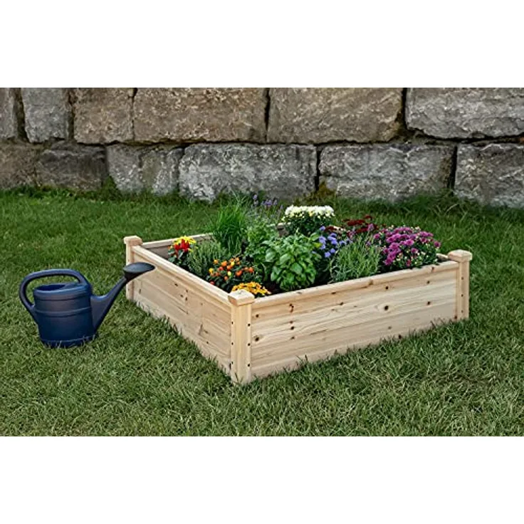 empasa Hochbeet System 'Classic' Pflanzkübel Frühbeet Kräuterbeet aus Holz, 102 x 102 x 30 cm