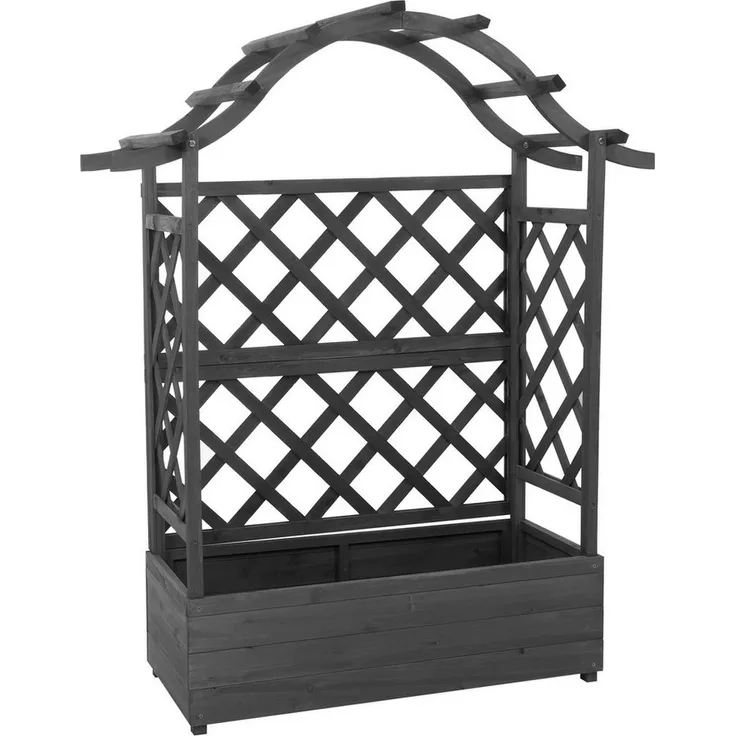 MCW Hochbeet MCW-P66, Pflanzkasten aus Holz mit integriertem Rankgitter, 138x110x44 cm
