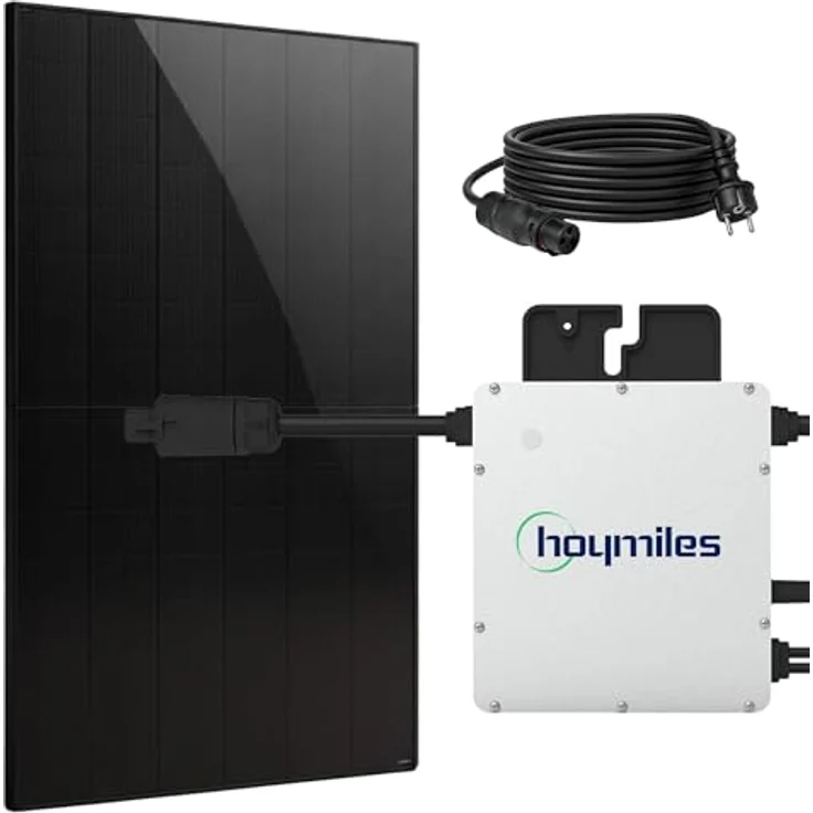 SUNNIVA® 460W Balkonkraftwerk BIFAZIAL FULLBLACK, komplettes PV Solaranlage Set mit 400W HOYMILES Wechselrichter und 460W N-Type Glas-Glas Bifacial Solarmodul, 5m Kabel – Bild 1