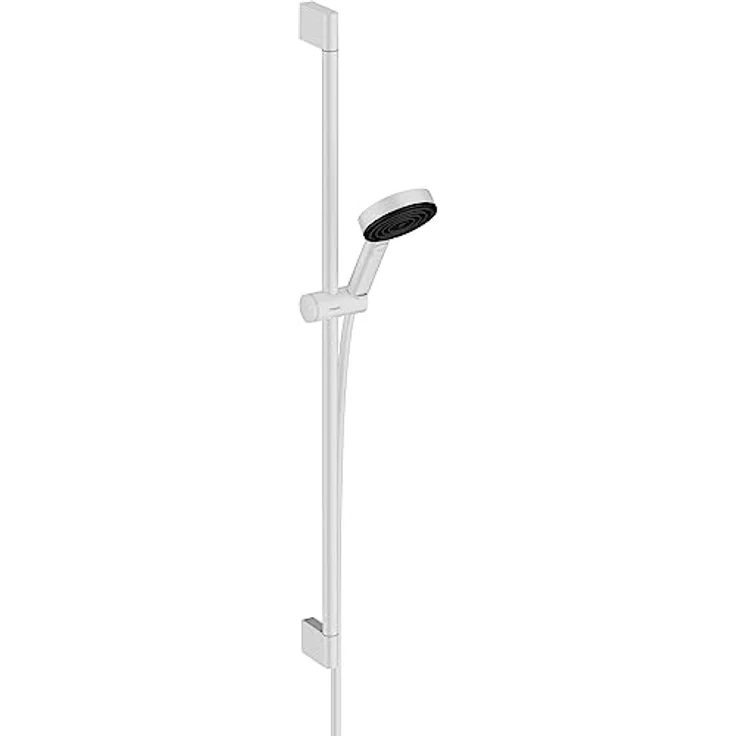 hansgrohe Pulsify Select S 105 Duschset, Relaxation mit 90 cm Duschstange, 3 Strahlarten, Matt-Weiss, 11.40 l/min – Bild 1