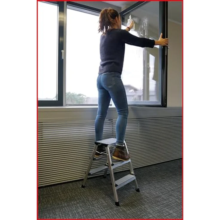 KS Tools Aluminium-Stufen-Stehleiter 800.0965, 62 cm, mit rutschfesten Stufen und gummierten Füßen für sicheren Stand – Bild 15