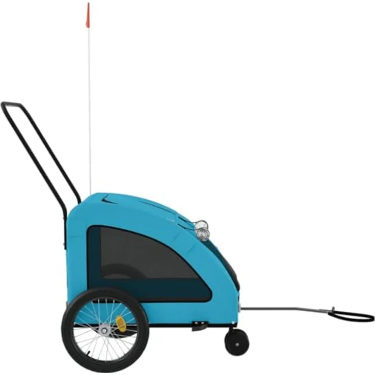 vidaXL Hunde-Transportbox Fahrradanhänger Blau Oxford-Gewebe und Eisen mit PVC-Dach – Bild 6