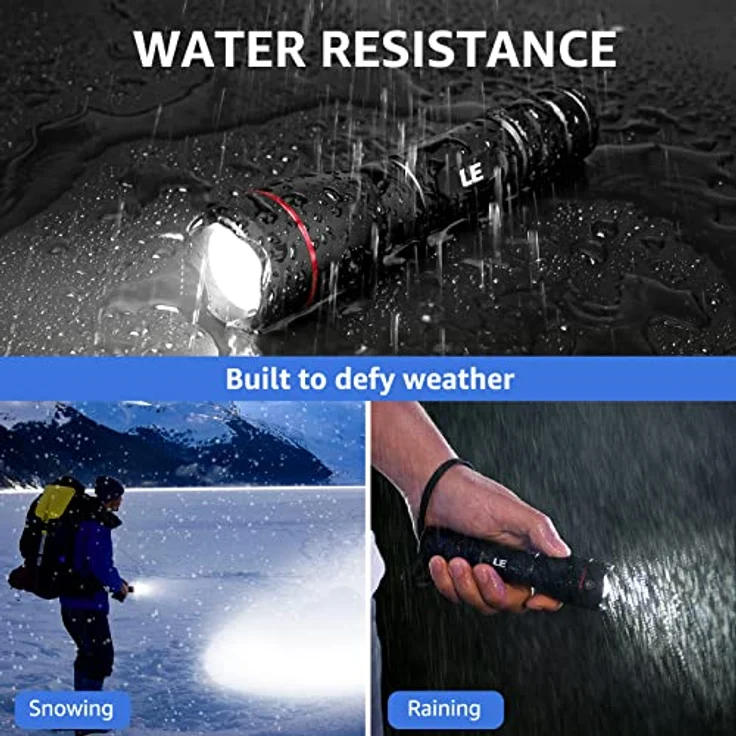 Lepro LE LED Taschenlampe P9, 15000 Lux extrem hell, USB aufladbar, IPX4 wasserdicht, 5 Modi, zoombare Handlampe für Camping und Outdoor – Bild 5
