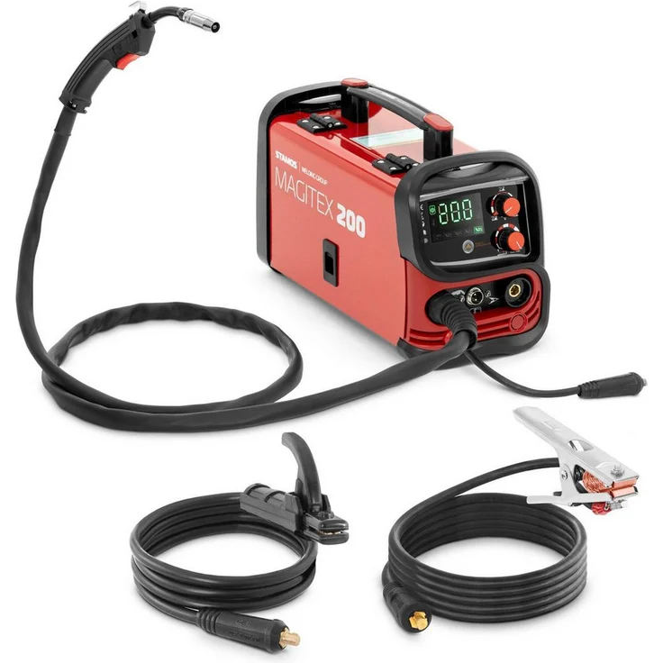 Stamos Welding Group Elektroschweißgerät MAGITEX 200, MIG/MAG Schweißgerät 200 A, digitales Bedienfeld, Schutzgas, WIG Liftarc – Bild 1