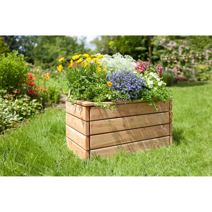 Kiehn-Holz Massiv-Pflanzkasten Lärche Unbehandelt, wetterfest und robust, 80 cm x 40 cm x 43 cm