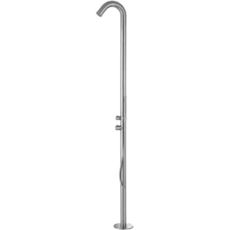 Ideal Eichenwald Gartendusche SYLT, Edelstahl V2A mit Handbrause, Kalt- und Warmwasseranschluss – Bild 2