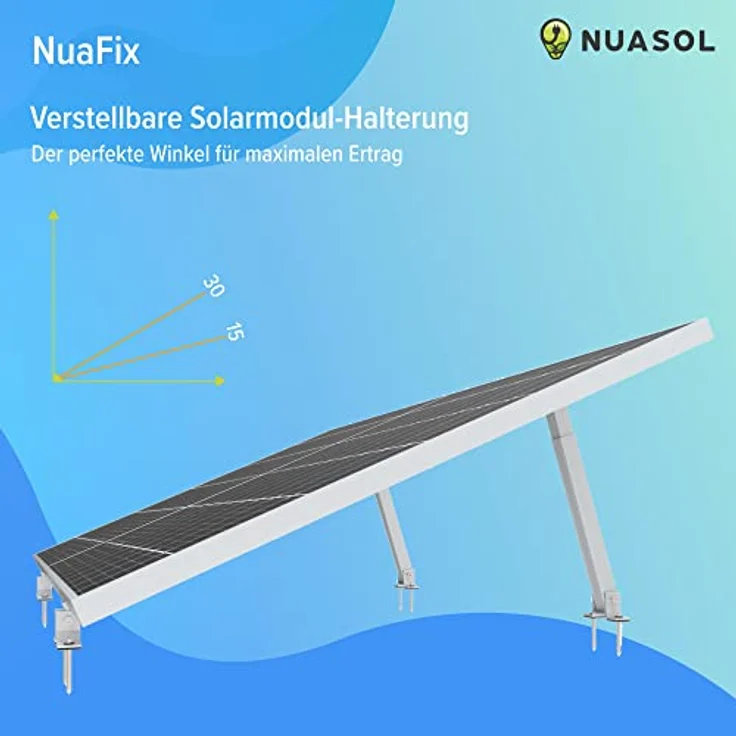NuaSol Aufständerung Solarmodul Halterung, verstellbar 15°-30°, witterungsbeständig, für Flachdachmontage, einfache Befestigung, Silber – Bild 5