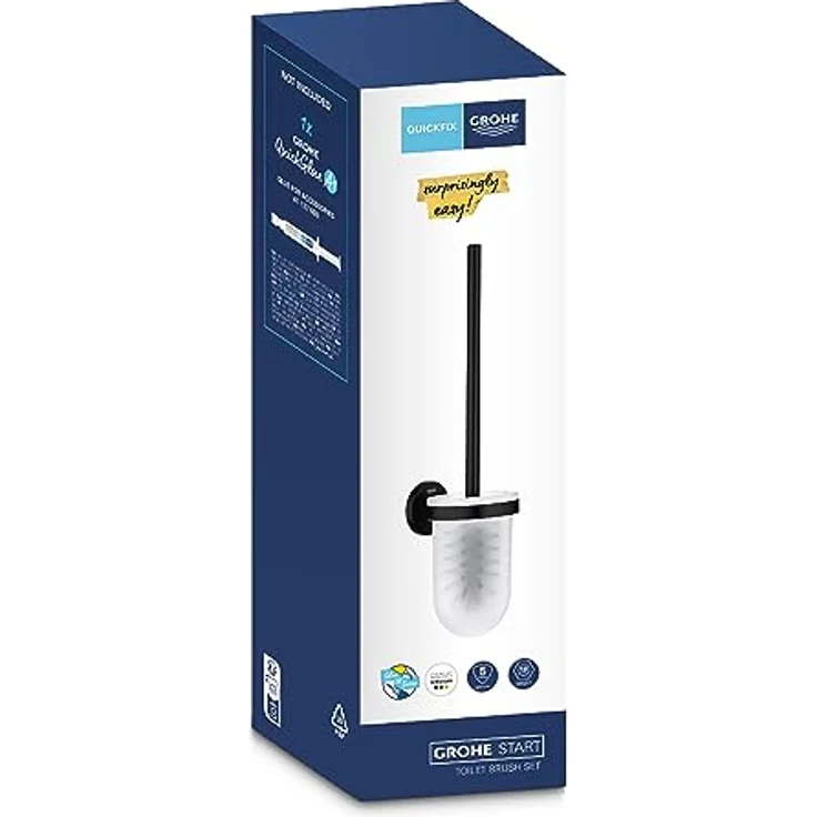 GROHE Start - Toilettenbürstengarnitur (Wandmontage, verdeckte Befestigung, geeignet zum Bohren oder Kleben), matt schwarz, 411852430 – Bild 4