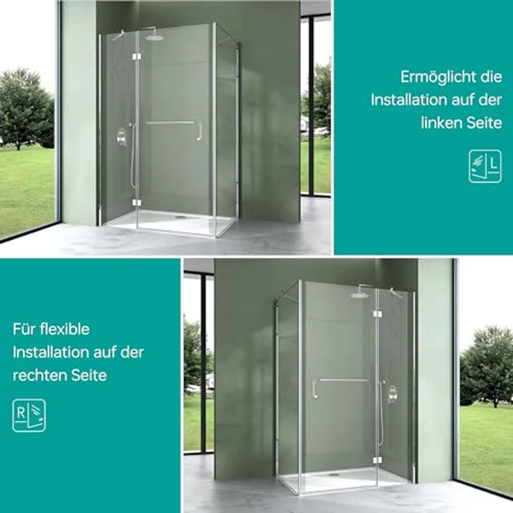 Mai & Mai Duschkabine R04k, Eckdusche 70x100cm mit 6mm ESG Sicherheitsglas und NANO-Beschichtung, Klarglas – Bild 8