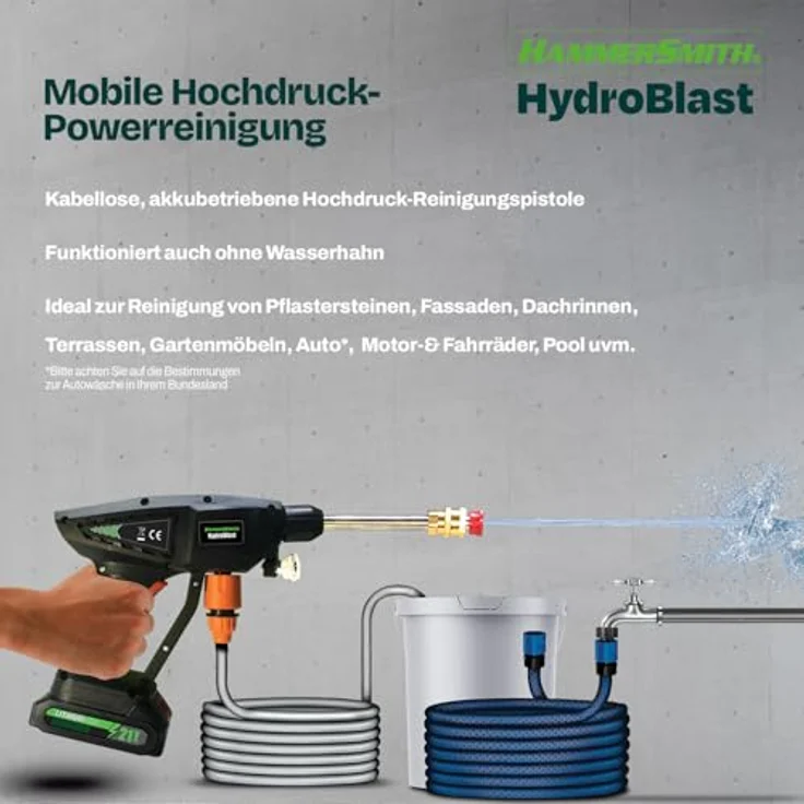 Hammersmith HydroBlast Hochdruckreiniger (Akkubetrieb, 21V Lithium-Ionen-Akku) - Preisvergleich – Bild 8
