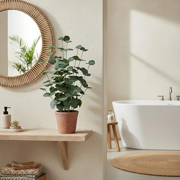 hjh OFFICE Kunstpflanze Eucalyptus, 48 cm – Pflegeleichte, immergrüne Dekopflanze aus hochwertigem Kunststoff für Wohnzimmer, Büro & Hotel, Grün – Bild 3