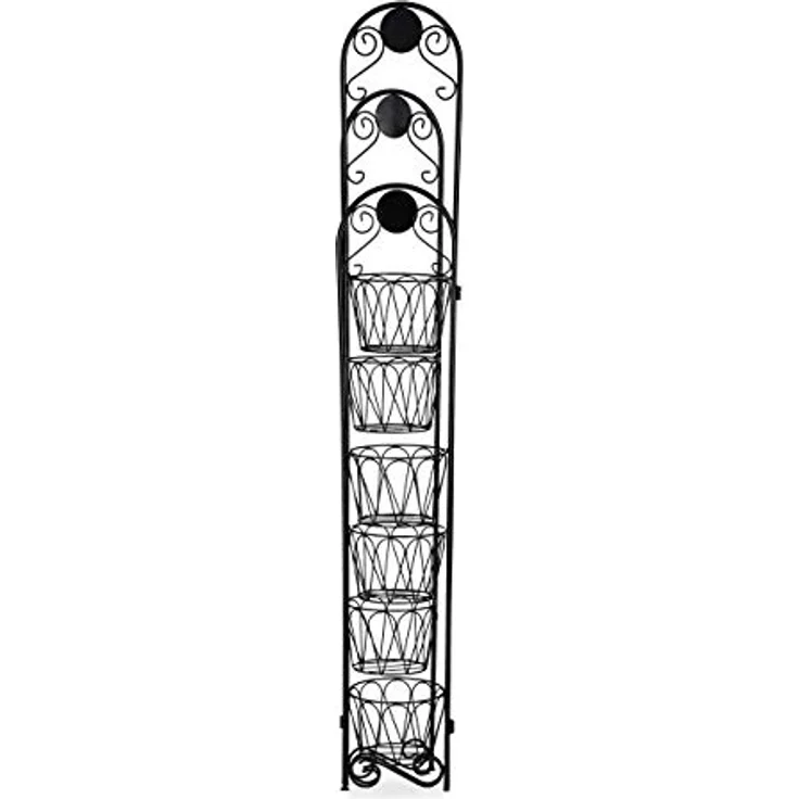 Relaxdays Blumenständer Metall, Paravent für Blumentöpfe, 6 Ablagen, Blumentreppe Indoor & Outdoor, H: 140 cm, schwarz – Bild 6