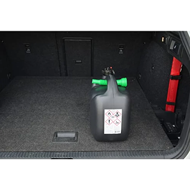 cartrend Benzinkanister, Kraftstoffkanister für Treibstoff aller Art, mit UN Zulassung, inklusive Ausgießer 20L Kunststoff schwarz, 11265 – Bild 2