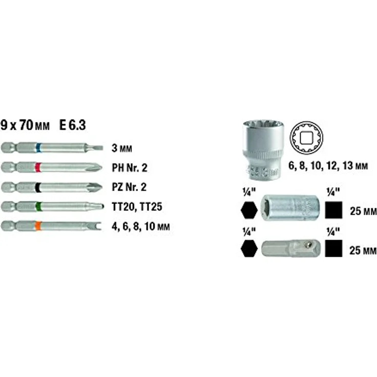 kwb Max-Box 67-tlg. Bohrer- und Bit-Set, bestehend aus Bits, Bohrern, Langbits, Stecknüssen, Stein-Bohrer & Holz-Bohrer in einem stabilen Metall-Koffer – Bild 6