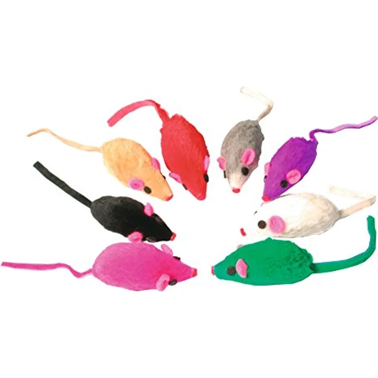 Zolux Packung mit 8 Spielzeugen in Mausform mit Felloptik für Katzen - Weiche Mäusespielzeuge für spannende Verfolgungsjagden, Zolux