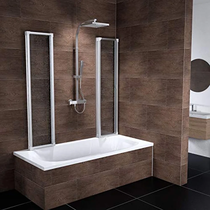 Schulte Duschwand für Badewanne D1700 01 01, 70-80 cm, Kunstglas Softline hell, alunatur, langlebig, einfache Montage – Bild 3