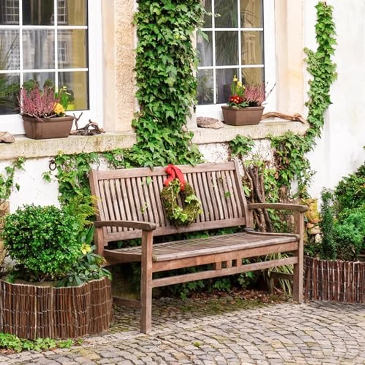 urfence 300x20 Flexible Beeteinfassung Weide, Rollborder Rasenkante Holz mit 7 Pflöcken zur stabilen Befestigung – Bild 8