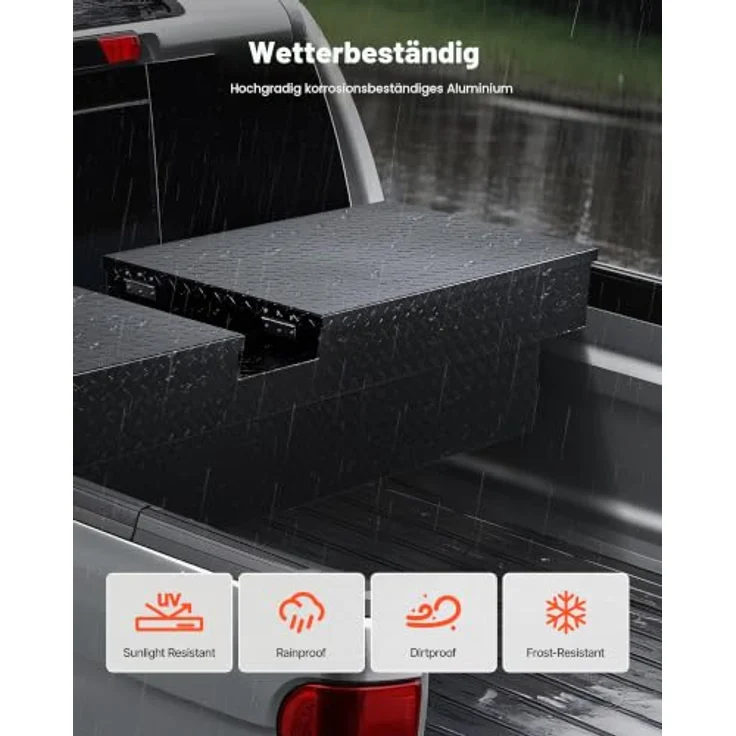 VEVOR Crossover Lkw Werkzeugkasten, abschließbar & wasserdicht, 1771 x 507 x 331 mm, Aluminium mit seitlichen Griffen, schwarz – Bild 4