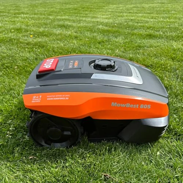 Yardforce Mowbest 805 Rasenmähroboter, automatischer Mäher für bis zu 250 m², orange-schwarz mit Mähroboter-Garage AR SH02-EU – Bild 5