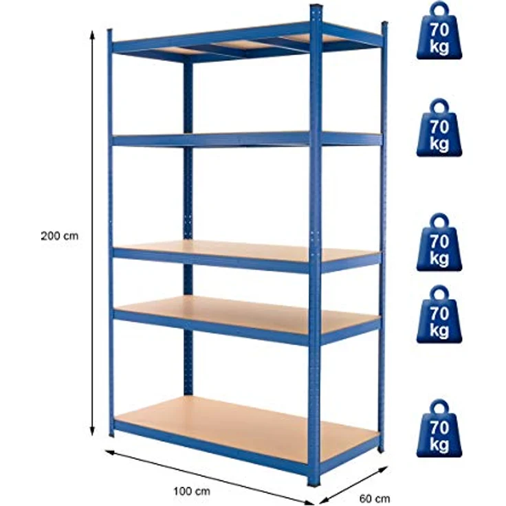 ecd germany Werkstattregal 200x100x60 cm blau aus MDF Holzfaserplatte und Metall belastbar – Bild 6