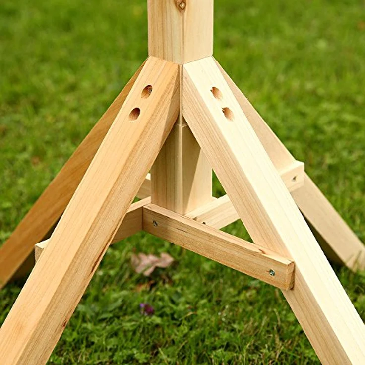 Melko Vogelhausständer aus unbehandeltem Holz für Vogelhaus Futterhaus Vogelhäuschen, 66,5 x 66,5 x 105 cm – Bild 3