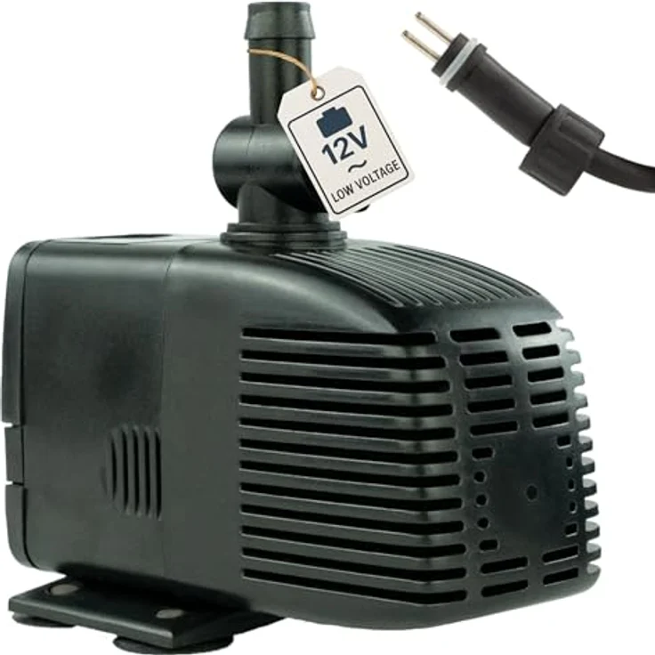 KERRY Ersatz-Teichpumpe ohne Trafo 1000 L/H | 17 Watt AC stromsparend | Vorfilterkammer | 170 cm Förderhöhe | 5m Kabel | Brunnenpumpe | Gartenteichpumpe, Schwarz – Bild 2