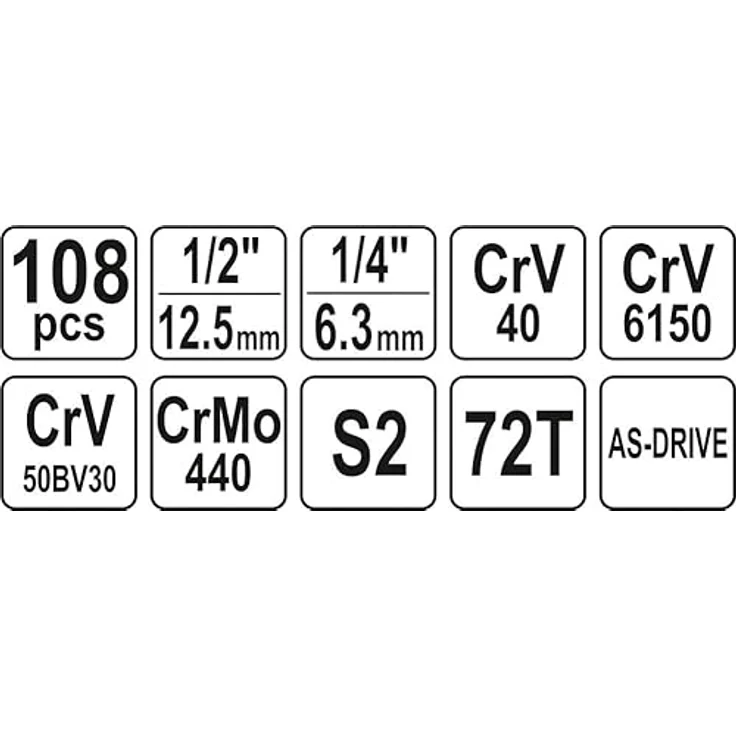 Yato yt-38791, Steckschlüssel-Satz 1/4" und 1/2", 108-teilig im praktischen Werkzeugkoffer – Bild 3