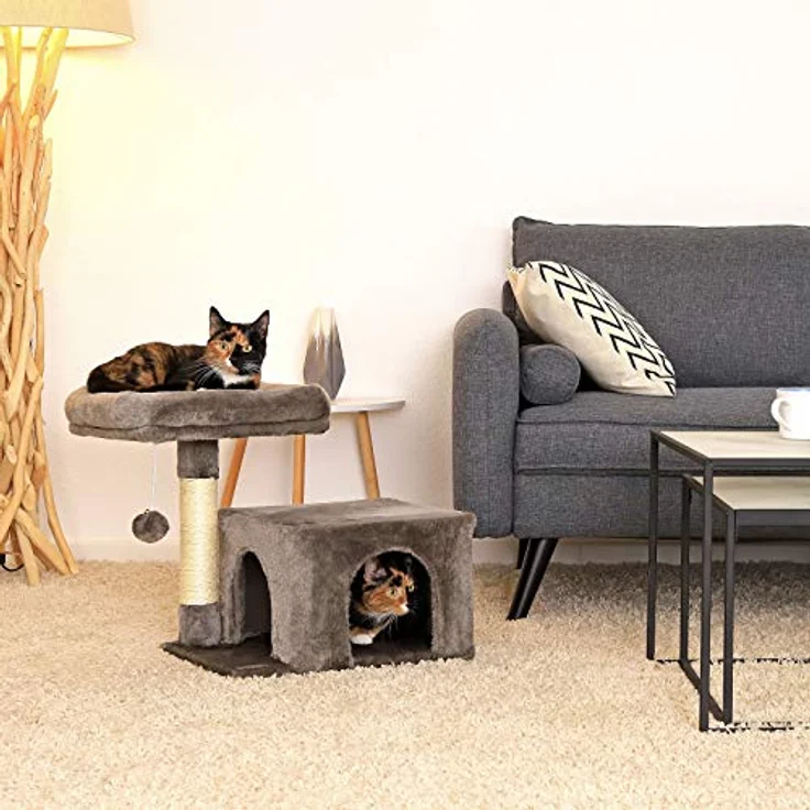 lionto Kratzbaum Kletterbaum Katzenkratzbaum Katzenbaum Höhe 50 cm, dunkelgrau – Bild 2