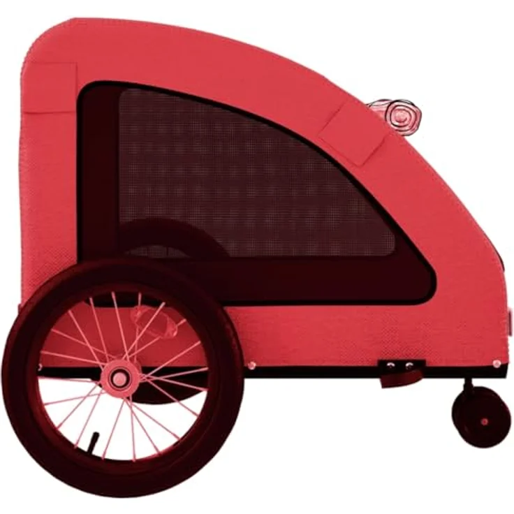 vidaXL Hunde-Transportbox Fahrradanhänger für kleine Hunde, Rot, Oxford-Gewebe und Eisen, 63,5 x 124,5 x 66 cm, max. Tragfähigkeit 45 kg – Bild 8