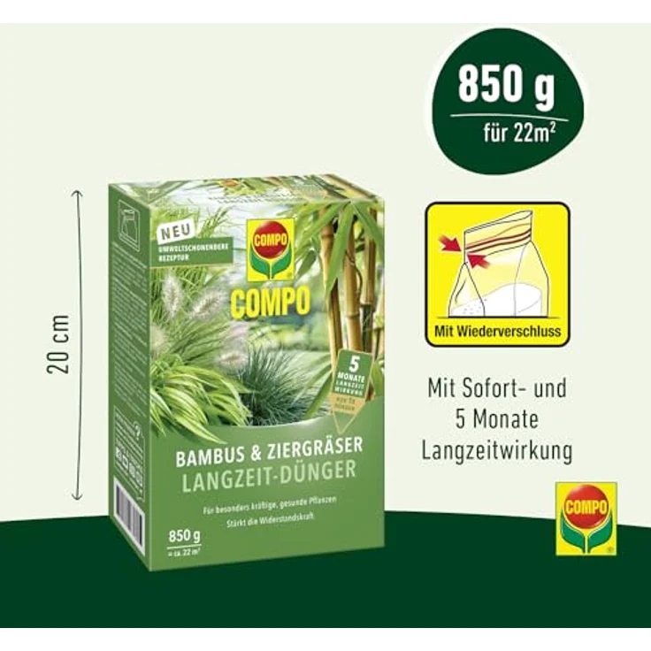 Compo Bambus & Ziergräser Langzeit-Dünger, umweltschonende Rezeptur, 5 Monate Wirkung, 850 g für 22 m² – Bild 3