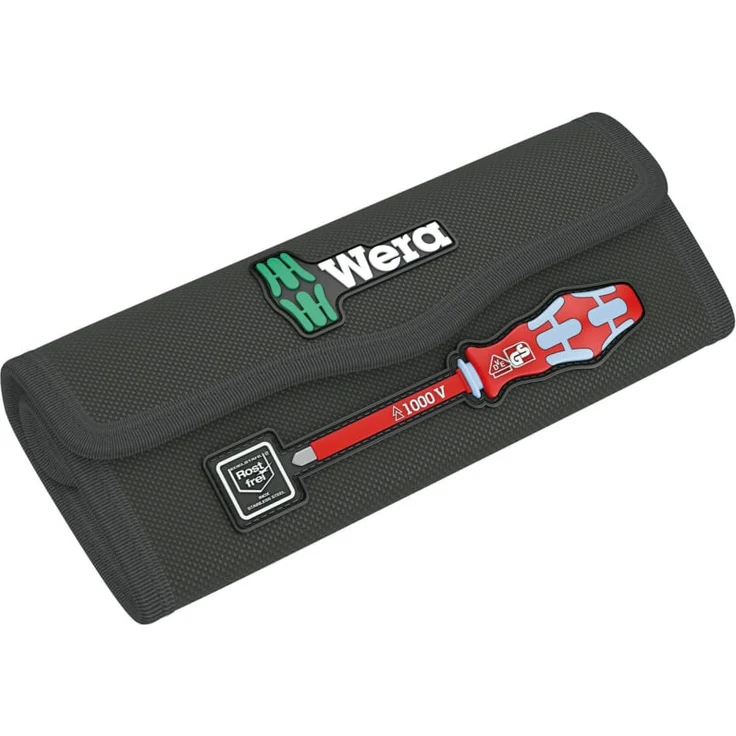 Wera 9476 Falttasche, leer für bis zu 8-teilige Kraftform Kompakt VDE Stainless Sätze, 180 x 80 mm, mit robustem Material und starkem Klettverschluss