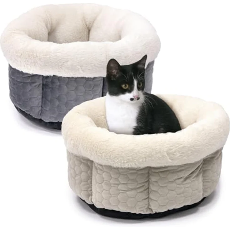 Karlie Tierbett Liegebett Velvet rund, beige, 45 cm breit, waschbar bis 30° C, Anti-Rutsch-Ausstattung – Bild 6