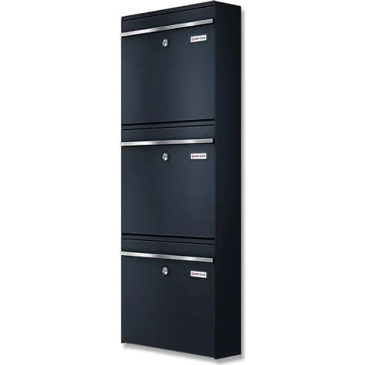 Metzler XXL dreifach Briefkasten aus massivem Stahl in Anthrazit RAL 7016 - mit austauschbarem Namensschild - Wandmontage - 780 x 687 x 116 mm - Horizontal Bk212 – Bild 2