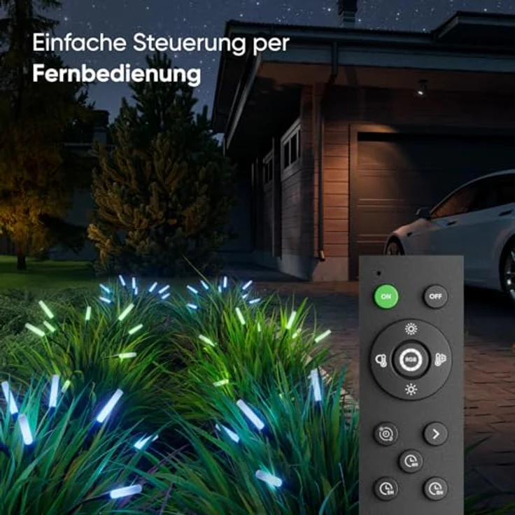 Nanoleaf Firefly Solarlampen für Außen Garten (2er Set) mit Fernbedienung, 8 adressierbaren warmweiß/multicolor LEDs, Timer & Szenen, IP65 wasserdicht – Bild 5