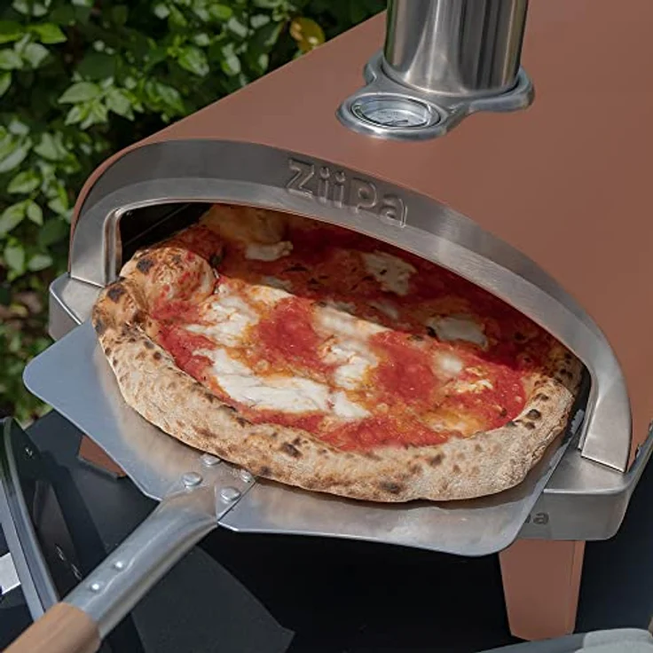 Ziipa Pizzaofen Terracotta, drehbarer feuerfester Stein, für Holzpelletsbetrieb, 40 x 76 x 73 cm – Bild 9