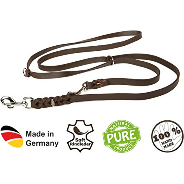 CopcoPet Fettlederleine für Hunde - 3-Fach verstellbare Hundeleine aus weichem Leder - 100% Handmade in Germany - Blau – Bild 4