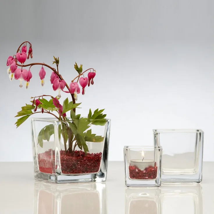 Sandra Rich CUBE Würfelförmiges Windlicht, Teelichthalter aus Glas, 6 cm, transparent