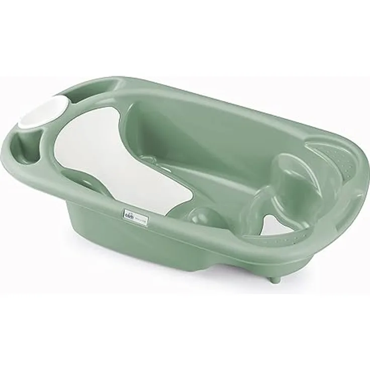 CAM Baby-Badewanne Baby Bagno, ergonomisch mit 2 rutschfesten Sitzen für Kinder von 0-12 Monate, mit praktischen Aufbewahrungsmöglichkeiten, thermoschockbeständig, 97 cm, weiß