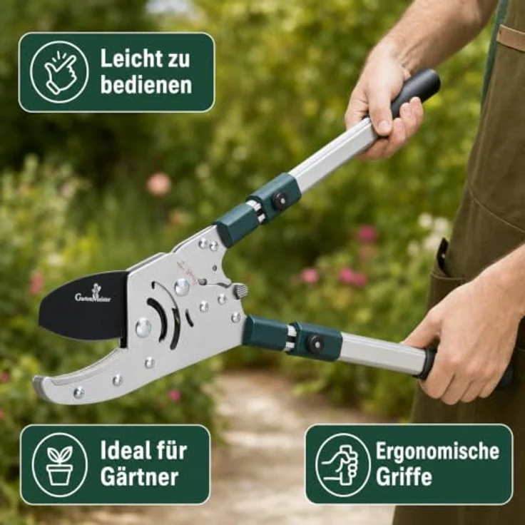 Gartenmeister Astschere Astratschenschere mit Teleskopgriff und Ratschenfunktion, Schnittstärke 50 mm – Bild 4