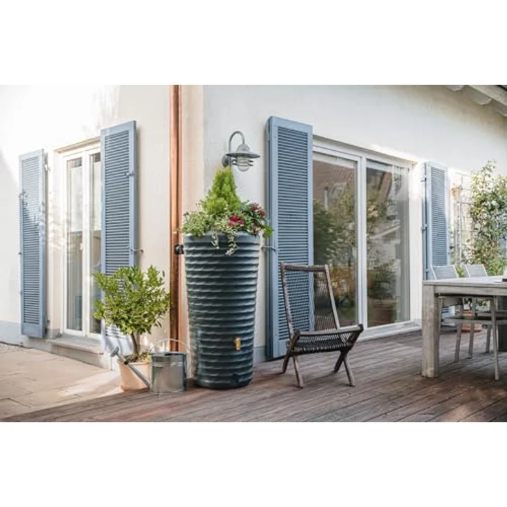 4rain Jolie 2in1 Regenspeicher Regentonne 230 Liter Graphite Grey, Wasserbehälter mit Pflanzschale und Auslaufhahn – 100% recyclebar, Made in Germany – Bild 3