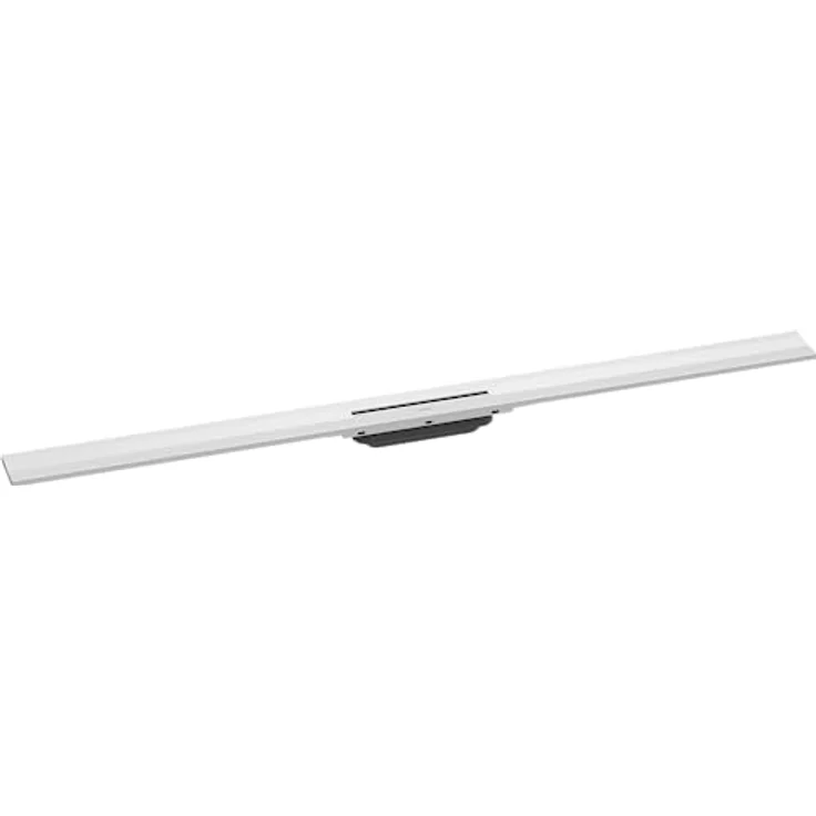 hansgrohe Fertigset Duschrinne RainDrain Flex, kürzbare Abflussrinne 1200mm zur Wandmontage, Mattweiß, höhenverstellbar, für barrierefreie Duschen, inklusive Befestigungsmaterial – Bild 1