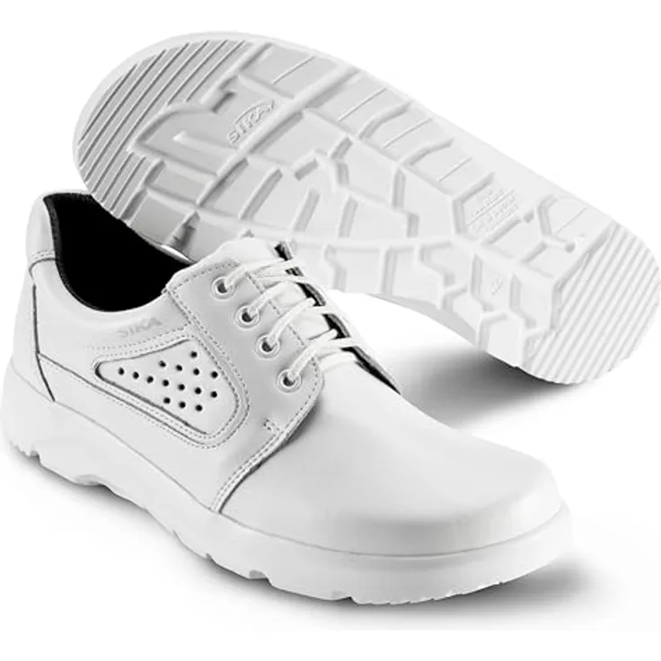 Sika Arbeitsschuh Optimax Schnürschuh aus Permair® Leder, rutschhemmend und stoßabsorbierend, Weiß, Größe 47